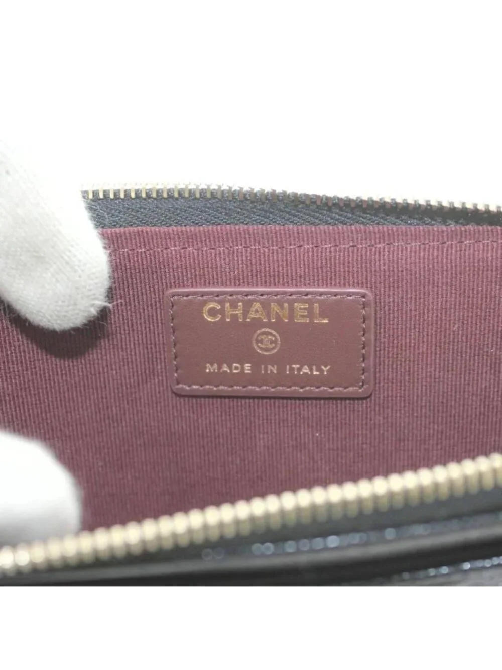 Chanel Classic Zip Card Case CC Logo Shiny Grained Calfskin Cavius Quilted - Picture 4 of 8